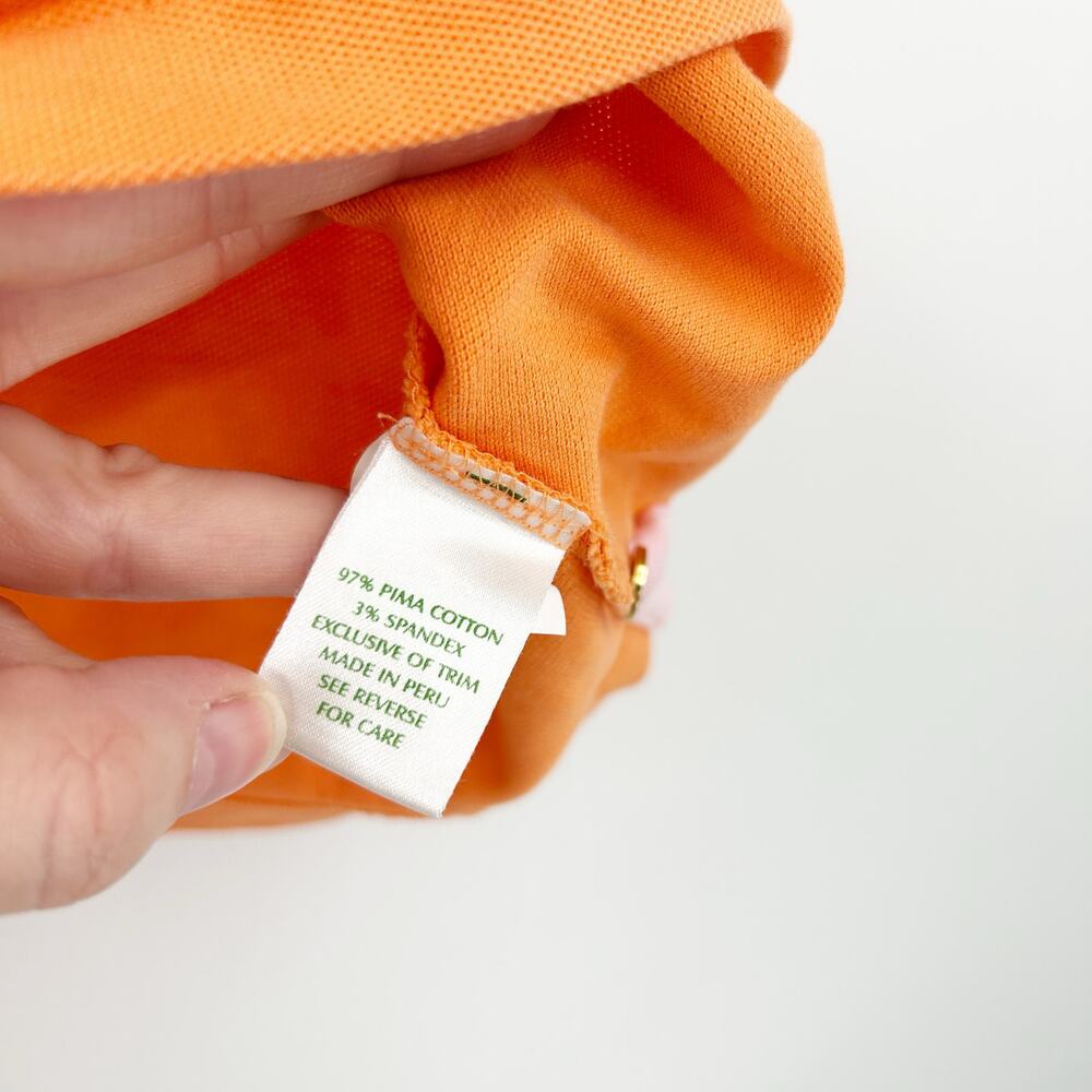 Lilly Pulitzer Womens Preppy Pima‎ Cotton Short Sleeve Polo Shirt Size S Orange - Picture 4 of 6